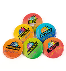 MEGA Sports Camp Good Vibes Only Theme Keeper Buttons, Pack of 60