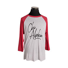 Chi Alpha Red Baseball T-Shirt, 2XL